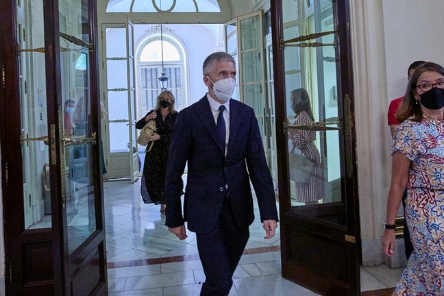 El ministro de Interior, Fernando Grande-Marlaska, a su llegada al acto de traspaso de la cartera ministerial de Función Pública, en la Secretaría General de la Función Pública, a 12 de julio de 2021, en Madrid (España). 