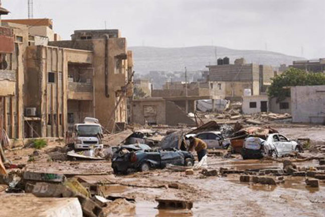 Daños materiales en la ciudad de Derna tras el ciclón Daniel. / aee