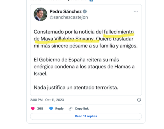 Captura de pantalla tuit de Pedro Sánchez.