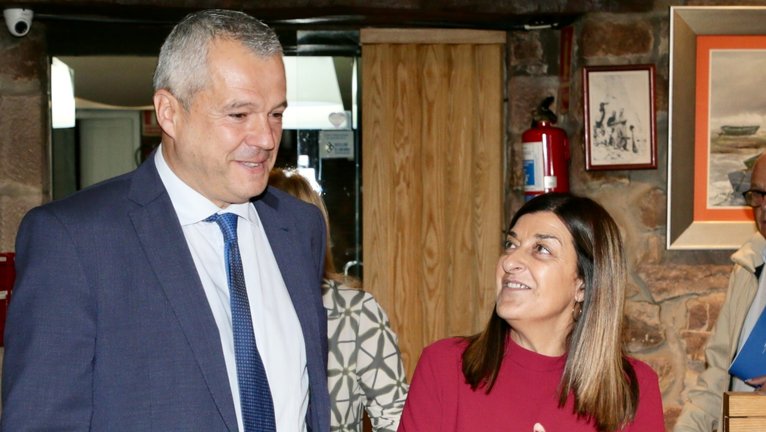 La presidenta de Cantabria, María José Sáenz de Buruaga, con el nuevo presidente de la FEMP, Javier Camino. / Alerta