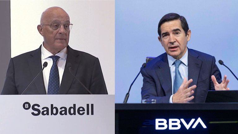 Los directivos del Sabadell y BBVA. / Alerta