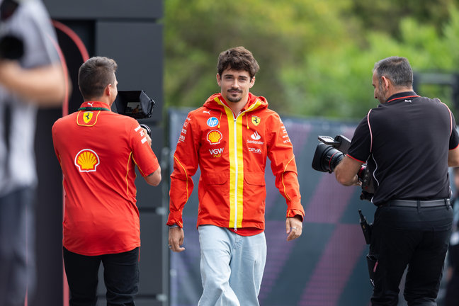 El piloto de Ferrari, harles Leclerc, durante el GP de Imola. / Joao Filipe