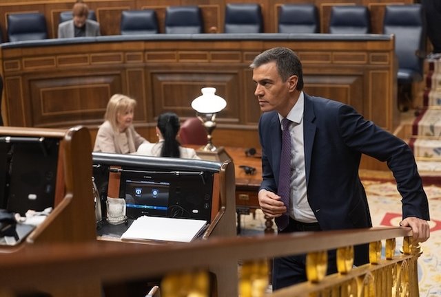 El presidente del Gobierno, Pedro Sánchez, durante una sesión plenaria, en el Congreso de los Diputados, a 22 de mayo de 2024, en Madrid (España).  
Eduardo Parra / Europa Press
22/5/2024