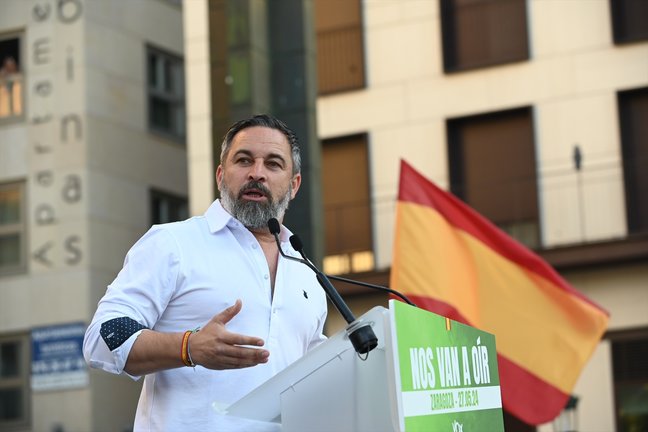 El presidente de VOX, Santiago Abascal, participa en un acto central de la campaña electoral.  Ramón Comet