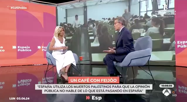 Alberto Núñez Feijóo durante la entrevista con Susana Griso en Antena 3. / ATRESMEDIA