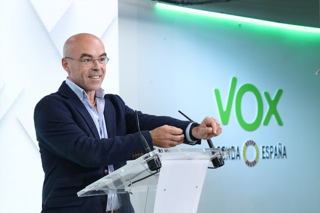 El candidato de Vox a las elecciones europeas, Jorge Buxadé. Marta Fernández