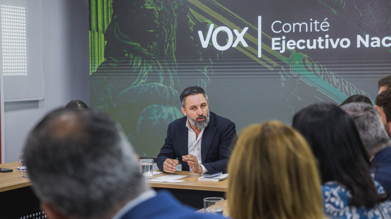 Santiago Abascal durante la reunión del Comité Ejecutivo Nacional de Vox. / Vox