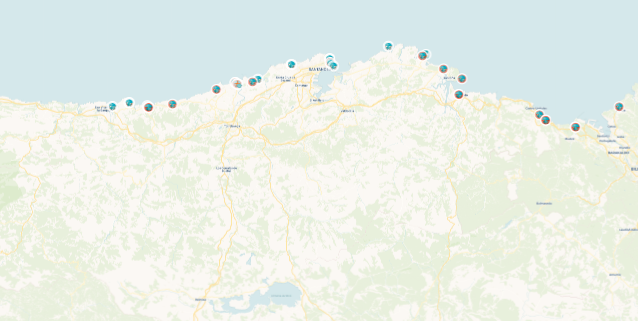 Avistamientos de medusas en los últimos días en Cantabria. / Captura MedusaApp