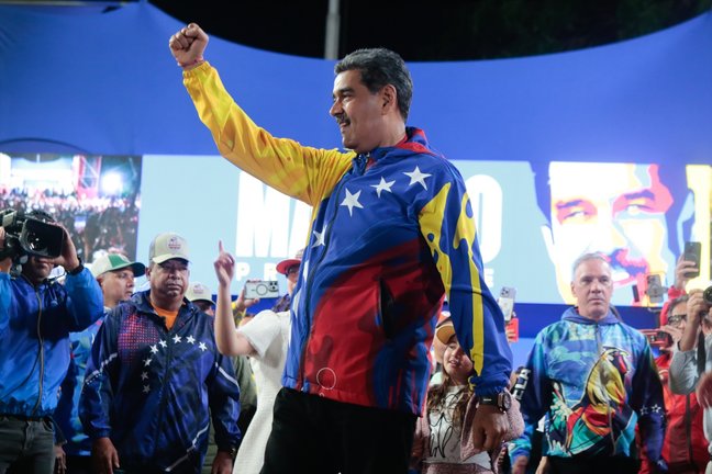 Nicolás Maduro, ayer, tras conocerse los resultados electorales. EP