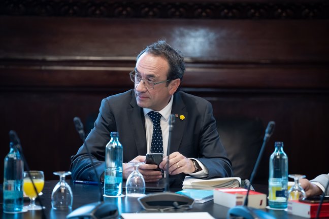 El presidente del Parlament, Josep Rull, durante una reunión de la Mesa del Parlament de Cataluña. David Zorrakino