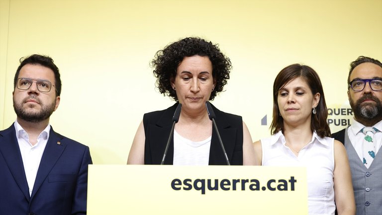 La secretaria general de ERC en funciones, Marta Rovira, durante una rueda de prensa de ERC. Kike Rincón