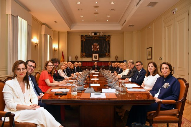 Los veinte vocales durante el primer pleno del octavo mandato del Consejo General del Poder Judicial (CGPJ). EP