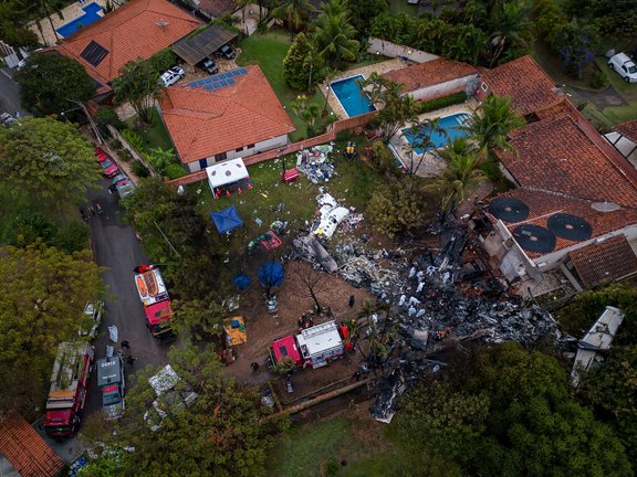 Vista desde el aire del lugar donde se estrelló el avión en Sao Paulo. Allison Sales