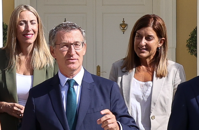 Maria José Sáenz de Buruaga en la reunión de presidentes autonómicos. / A.E.