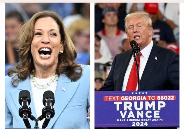 La demócrata, Kamala Harris, (iz) y el candidato republicano, Donald Trump (d). Hyosub Shin