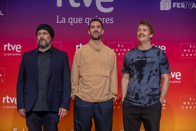 Ricardo Castella, David Broncano y Grison en Vitoria-Gasteiz en la presentación de su programa. / FESTVAL