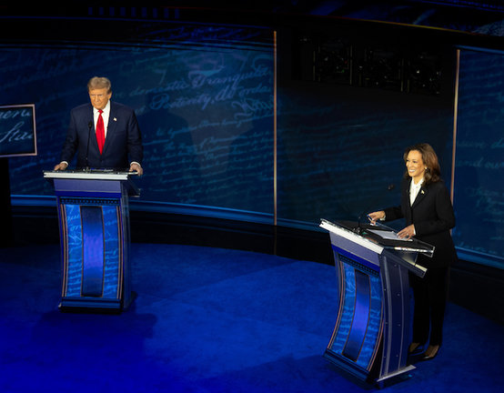 La vicepresidenta Kamala Harris y el expresidente Donald Trump. / EP