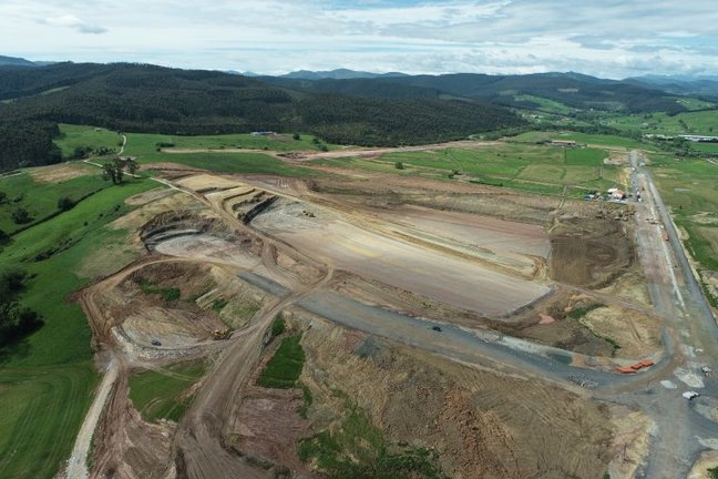 Imagen aérea del avance de las obras de la Etapa 1 del PSIR AIEP Llano de la Pasiega