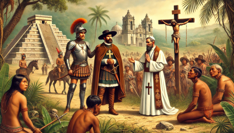 Hernán Cortés evangelizando Méjico.