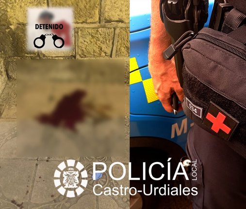 Un detenido por apuñalar a un joven en el estómago en una pelea multitudinaria en Castro. / Policía Local Castro