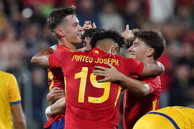 La sub21 celebra un gol frente a Kazajistán. / EP