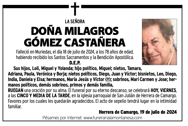 La Señora
Doña Milagros Gómez Castañera